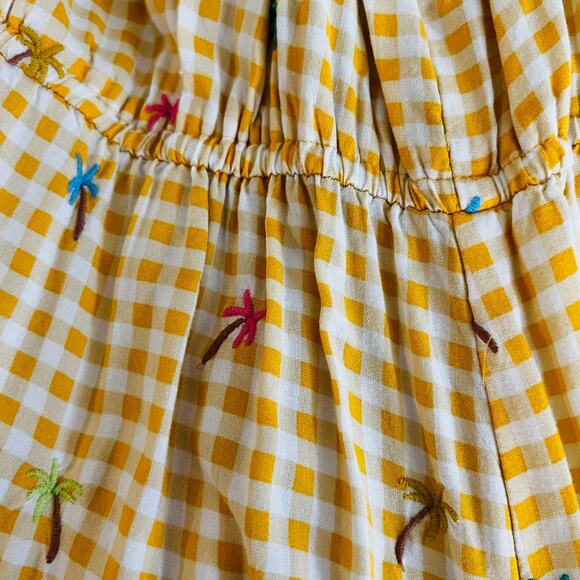 LC Lauren Conrad Gingham Embroidered Sleeveless Maxi Dress Size MP Medium Yellow - Picture 4 of 7